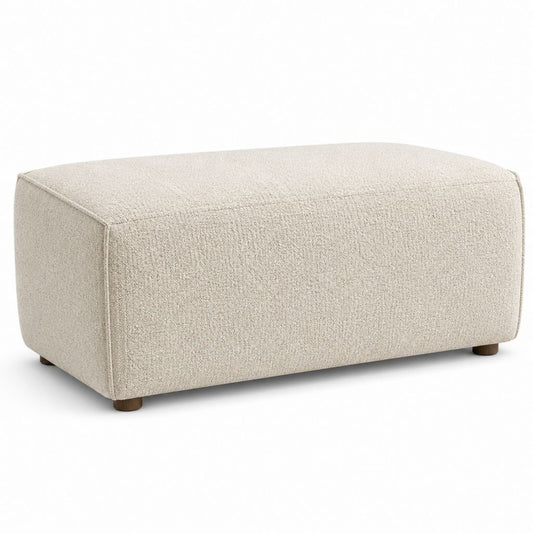 Repose-pieds rectangulaire beige en polyester bouclette 90 x 65 x 42 cm
