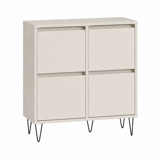 Buffet de rangement rectangulaire beige en panneaux de particules 80 x 40 x 100 cm
