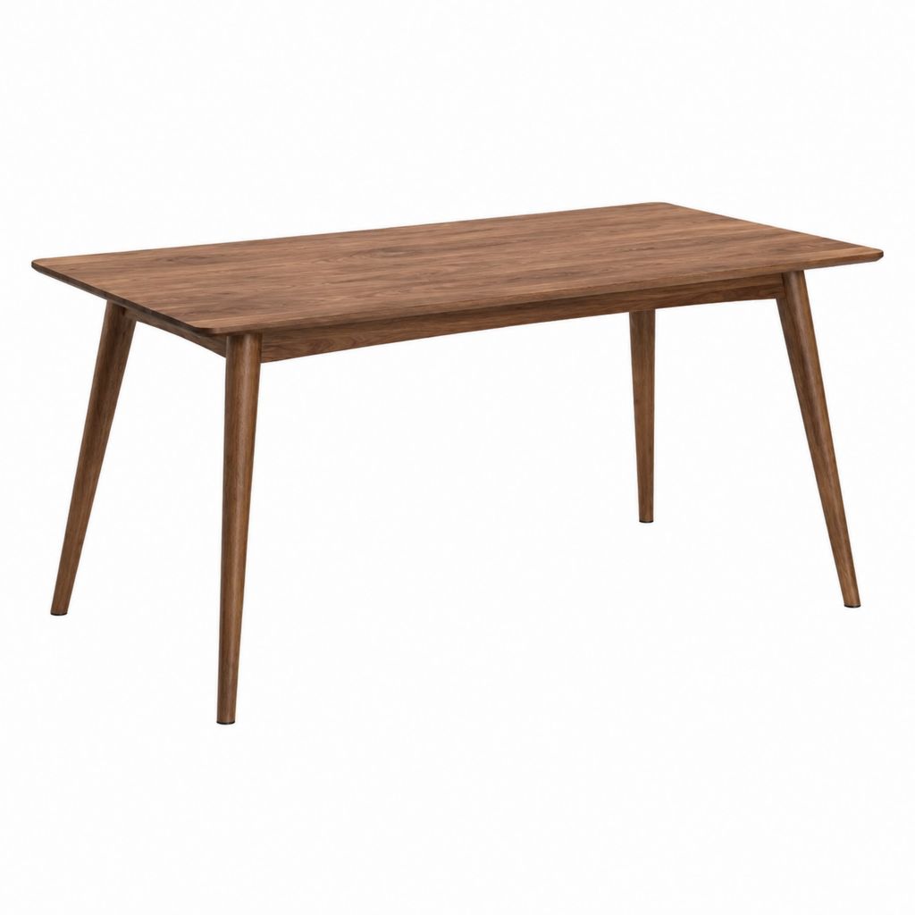 Table à manger rectangulaire marron en bois massif de noyer 160 x 80 x 75 cm