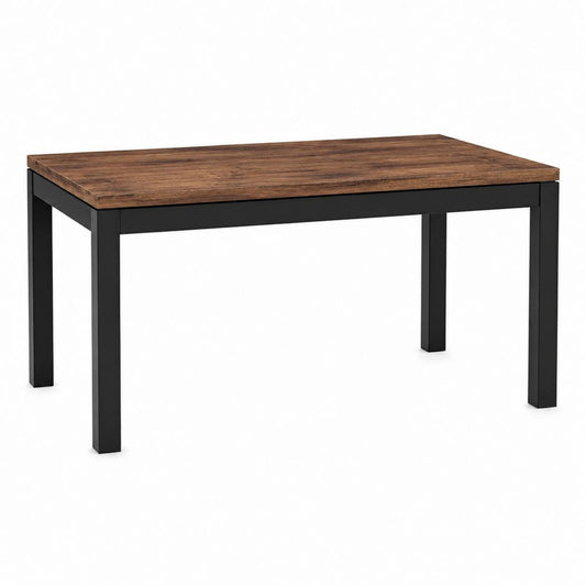 Table à manger rectangulaire marron et noire en panneaux de particules et acier 120 x 60 x 75 cm
