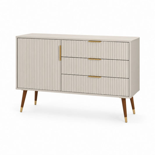 Buffet de salle à manger beige en MDF avec 3 tiroirs et 1 porte 120 x 40 x 80 cm