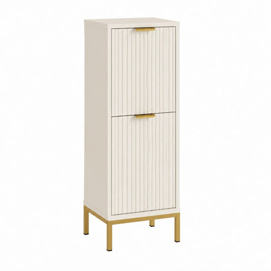 Buffet haut 2 portes blanc et doré en MDF 40 x 35 x 120 cm