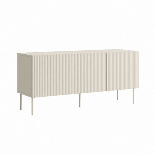 Buffet 3 portes crème en panneaux MDF 160 x 40 x 75 cm