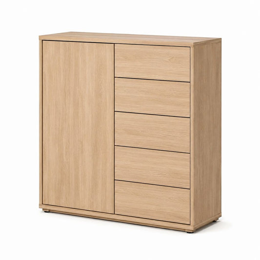 Buffet de rangement chêne clair en panneaux de particules rectangulaire 100 x 40 x 120 cm